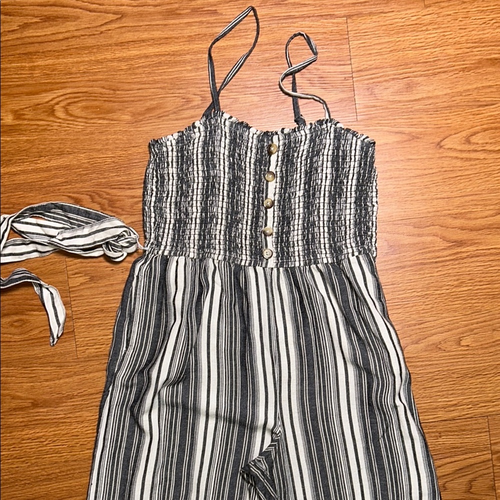 Derek Heart Striped Jumpsuit